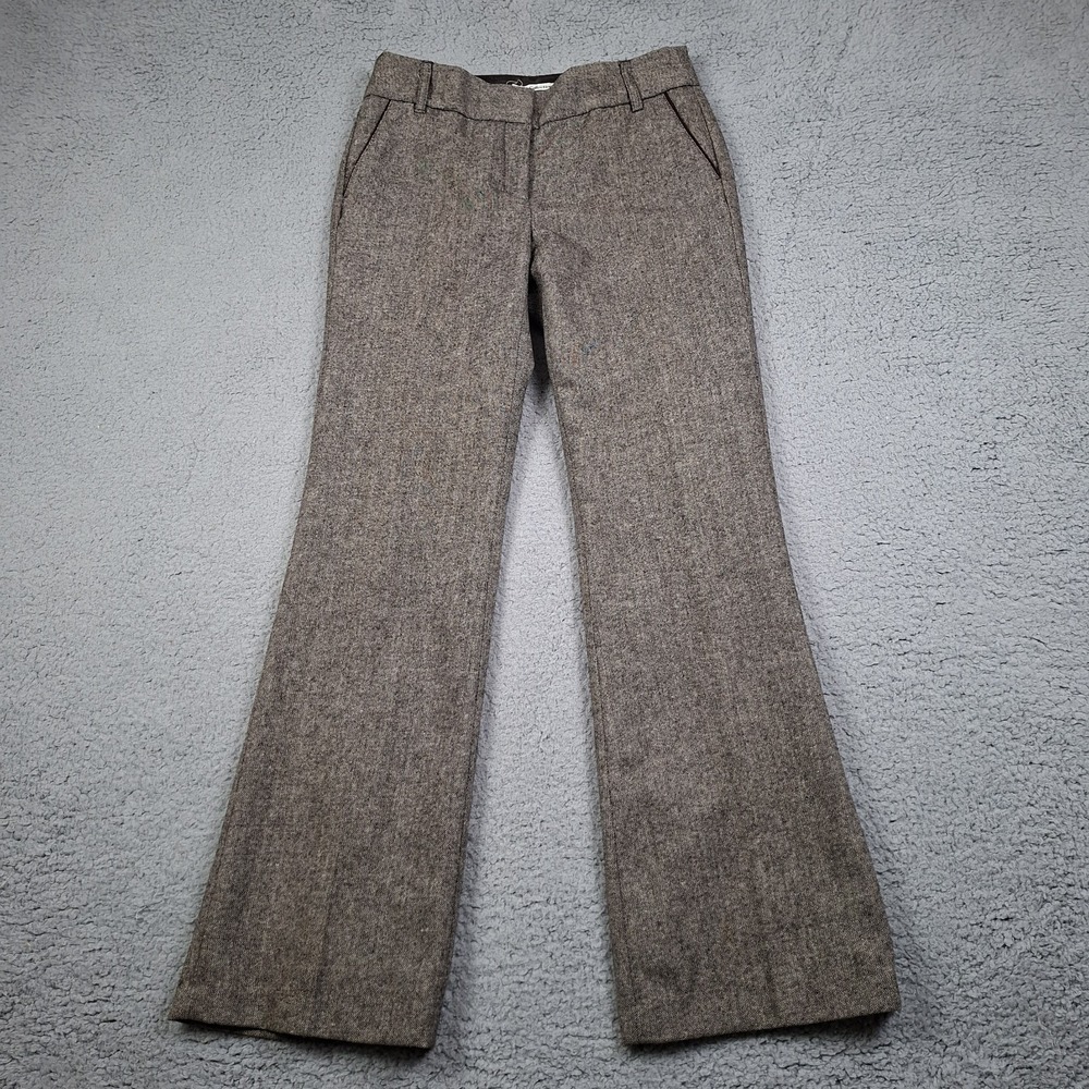 Vintage Dalia Collection Brown Wool Tweed Wide Leg Pants Low Rise Y2K Womens 4